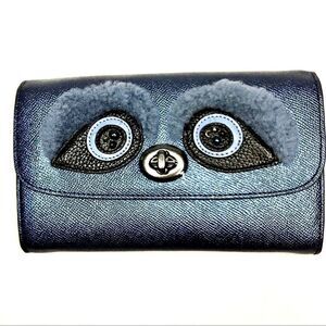 COACH CHAIN CROSSBODY QB/METALLIC NAVY BEAR NWT
